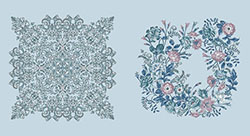 Бязь 13321, цветы. Цвет голубой. Вид 4