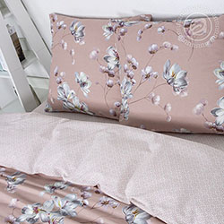 Бязь магнолия, цветы. Цвет кремовый. Компаньон