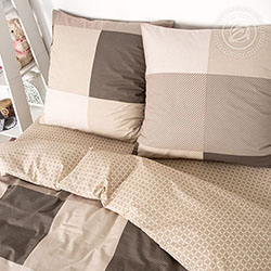 Бязь вилен, клетка. Цвет бежевый. Компаньон