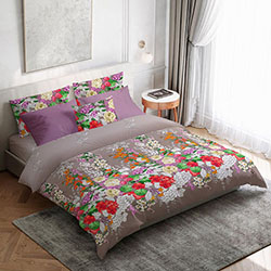 Бязь 7272, цветы. Цвет бежевый. Вид 2