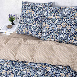 Поплин ар-деко, узоры. Цвет синий. Компаньон