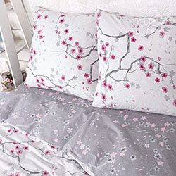 Поплин киото, цветы. Цвет белый. Компаньон