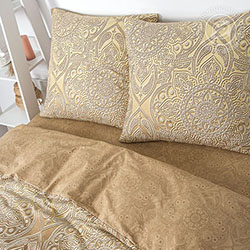 Поплин императрица, узоры. Цвет желтый. Компаньон