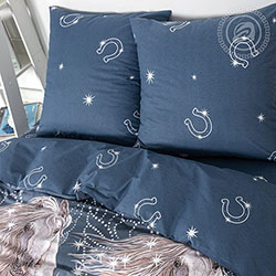 Поплин пегас, животные. Цвет синий. Компаньон