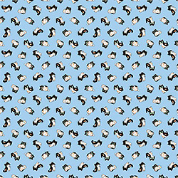 Ситец 29150, животные. Цвет голубой. Вид 4