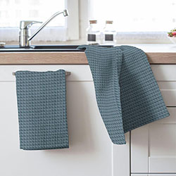 Вафельное полотно 29306, однотонный. Цвет голубой. Вид 2