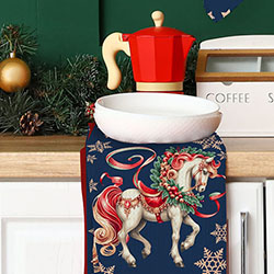 Вафельное полотно 29403, новогодний. Цвет фиолетовый. Вид 3