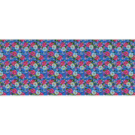Бязь 1401, цветы. Цвет синий. Вид 1