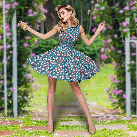 Бязь 13284, фрукты. Цвет синий. Вид 3