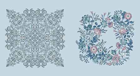 Бязь 13321, цветы. Цвет голубой. Вид 4