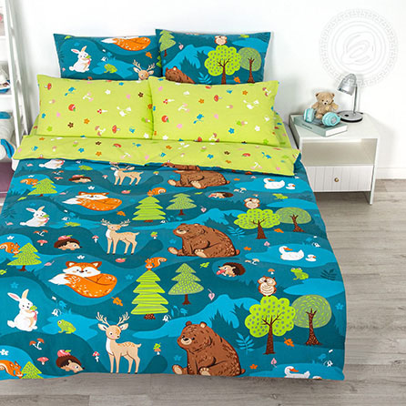 Бязь на опушке, детский. Цвет синий. Основная