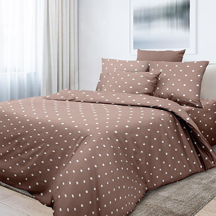 Бязь 6855, горох. Цвет кофе. Вид 2