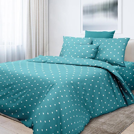 Бязь 6855, горох. Цвет морская волна. Вид 3