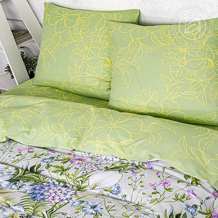 Бязь полянка, цветы. Цвет белый. Компаньон