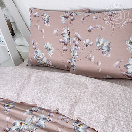 Бязь магнолия, цветы. Цвет кремовый. Компаньон