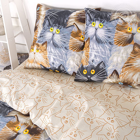 Бязь муррито, животные. Цвет коричневый. Компаньон