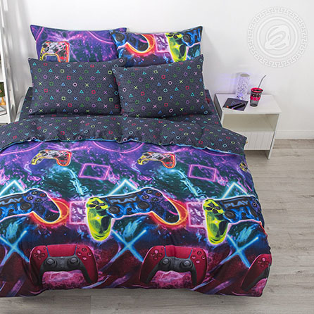 Бязь джойстик, детский. Цвет голубой. Основная