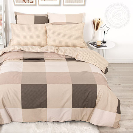 Бязь вилен, клетка. Цвет бежевый. Основная