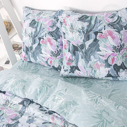 Бязь дивея, цветы. Цвет зеленый. Компаньон