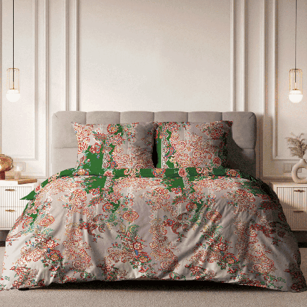 Бязь 72046, орнамент. Цвет зеленый. Вид 1