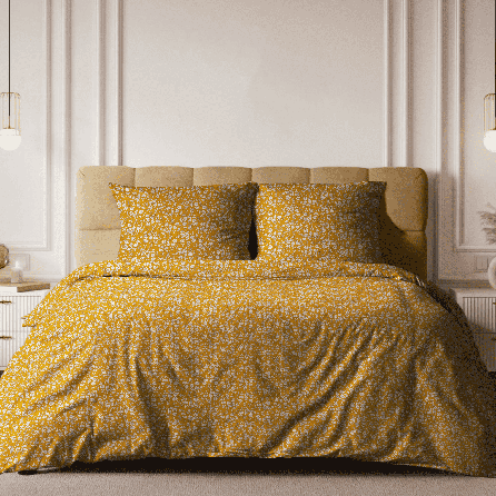 Бязь 72076, цветы. Цвет оранжевый. Вид 1