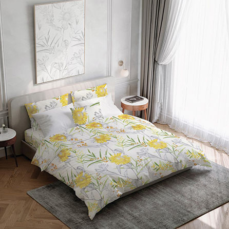 Бязь 72101, цветы. Цвет белый.