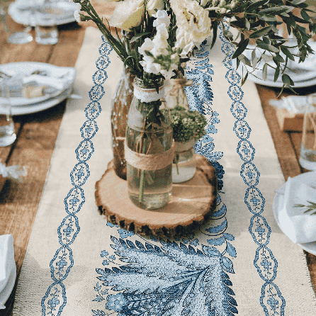 Дорожка 29362, орнамент. Цвет голубой.