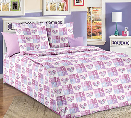 Перкаль любовь 1, детский. Цвет розовый.