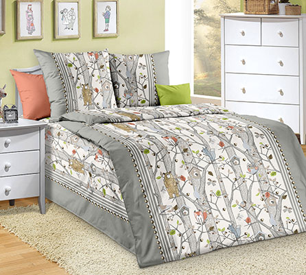 Перкаль жители леса 1, детский. Цвет серый.