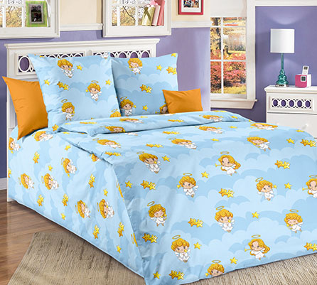 Перкаль ангел-хранитель 1, детский. Цвет голубой.