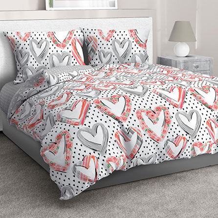 Перкаль 50083, сердечки. Цвет серый.