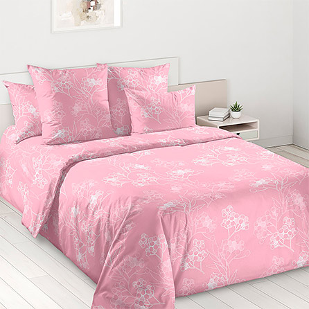 Перкаль цветочный триумф 1, цветы. Цвет розовый. Компаньон