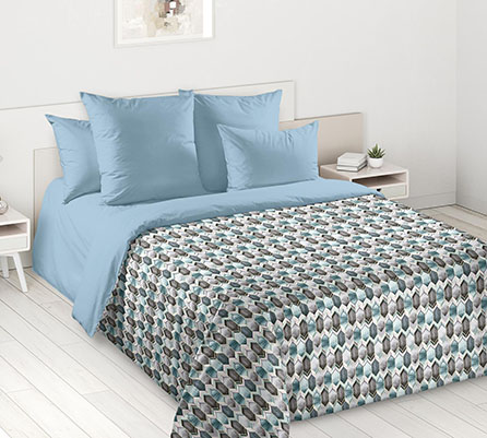 Перкаль кварц 1, геометрический. Цвет бирюзовый.