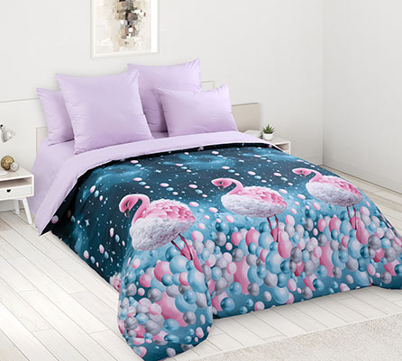 Перкаль розовый фламинго 1, животные. Цвет розовый. Основная