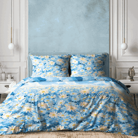 Перкаль 72055, цветы. Цвет голубой.