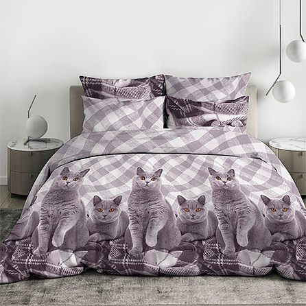 Перкаль 71229, животные. Цвет сиреневый.