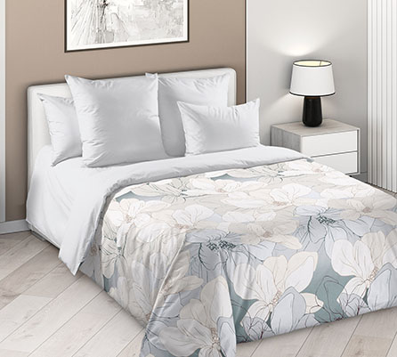 Перкаль душа 1 сер 235, цветы. Цвет белый. Основная