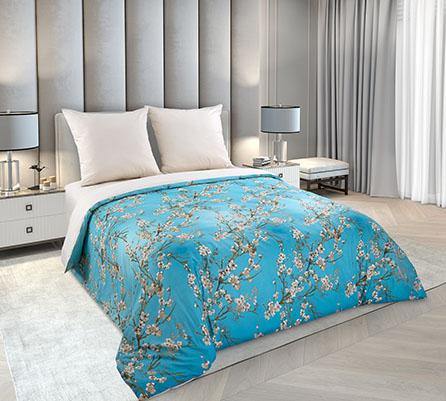 Перкаль ветка сакуры 1 гол 235, цветы. Цвет голубой.