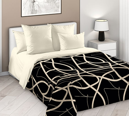 Перкаль направление 1 беж 235, полосы. Цвет черный.