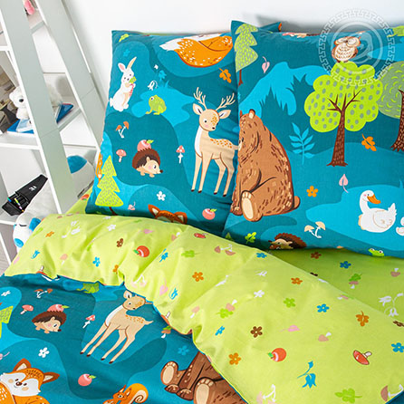 Поплин на опушке, детский. Цвет синий. Компаньон