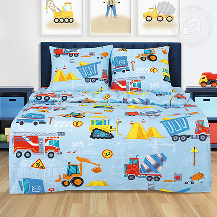 Поплин строитель, детский. Цвет голубой.