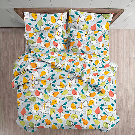 Поплин 20140, фрукты. Цвет желтый.