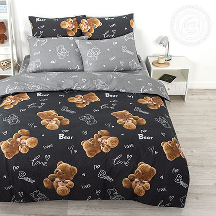 Поплин плюшевый мишка, детский. Цвет черный.