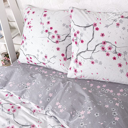 Поплин киото, цветы. Цвет белый. Компаньон