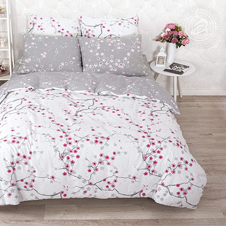 Поплин киото, цветы. Цвет белый. Основная