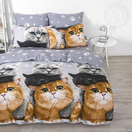 Поплин пушистый патруль, животные. Цвет серый.