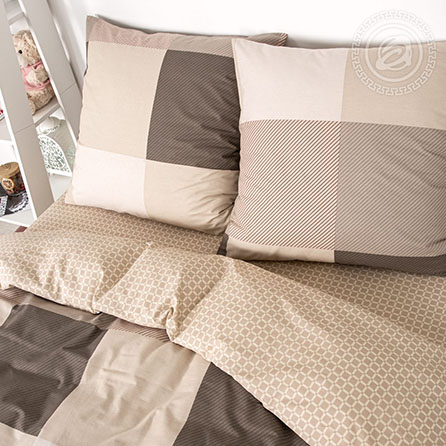 Поплин вилен, клетка. Цвет бежевый. Компаньон