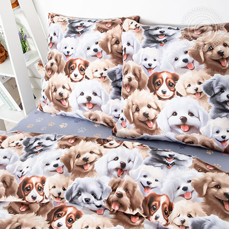 Поплин дружок, животные. Цвет серый. Компаньон