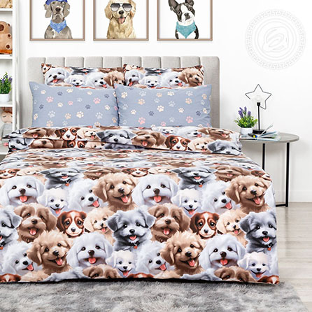 Поплин дружок, животные. Цвет серый. Основная