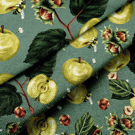 Рогожка 29317, фрукты. Цвет зеленый.